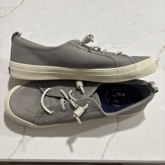 Sperry - Crest Vibe Washable Leather Slip-On Sneakers - Grey - 8.5  STS82398 - Picture 3 of 10